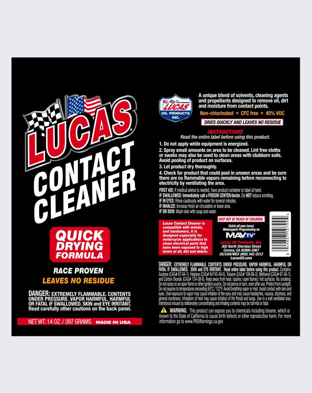 LUCAS OIL- CONTACT CLEANER AEROSOL 14 OUNCE - 10799