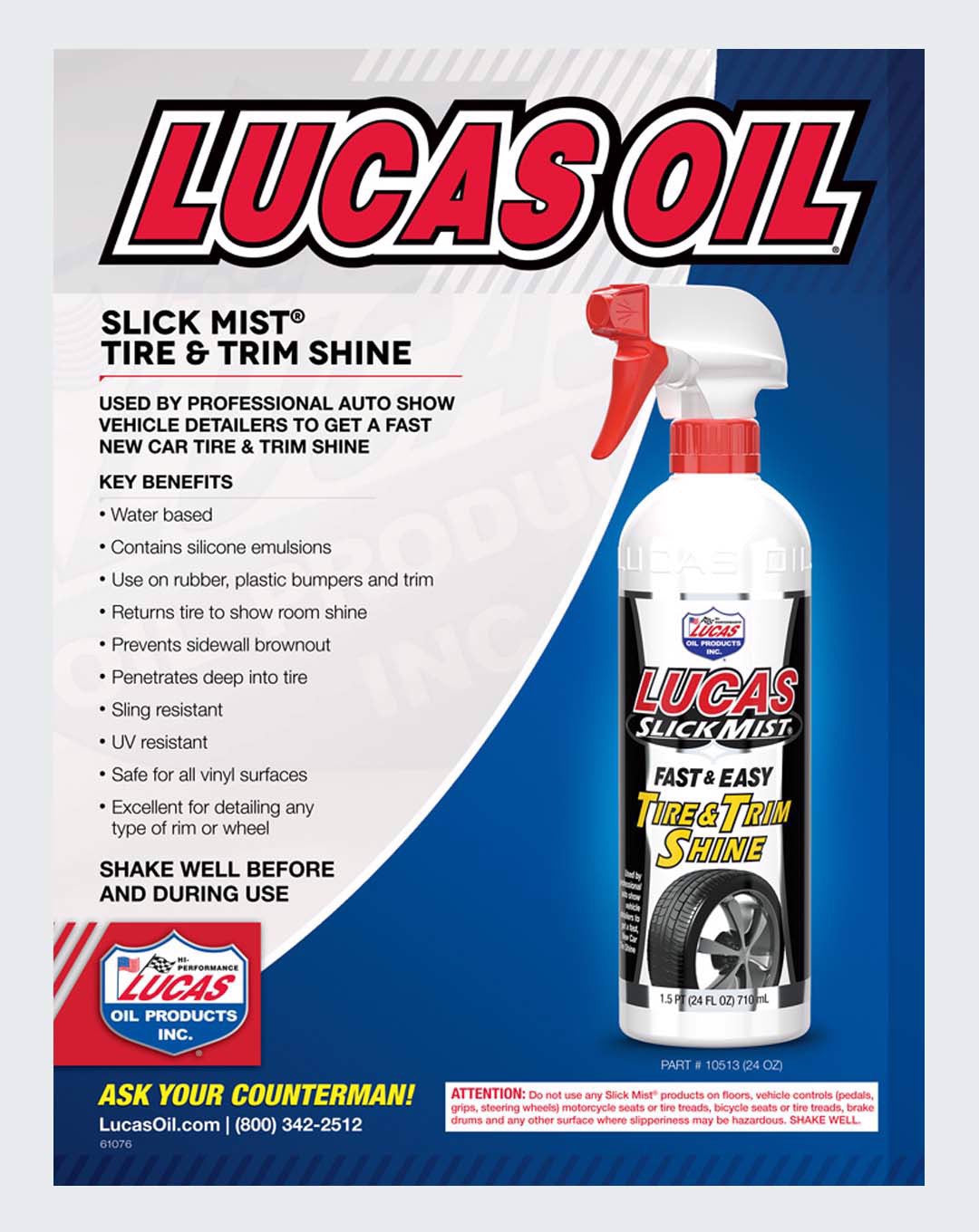 LUCAS OIL- SLICK MIST TIRE &TRIM SHINE 24 FL.OZ - 10513