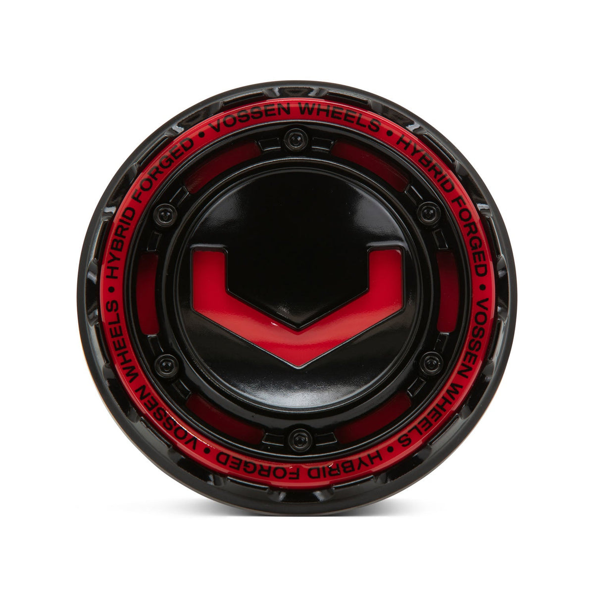 Vossen Billet Modular Cap - Large - Gloss Black w/ Red Insert
