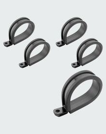 PROFLOW PFE158-10BK CUSHIONED P-CLAMP 15.8MM BLACK 5 PACK