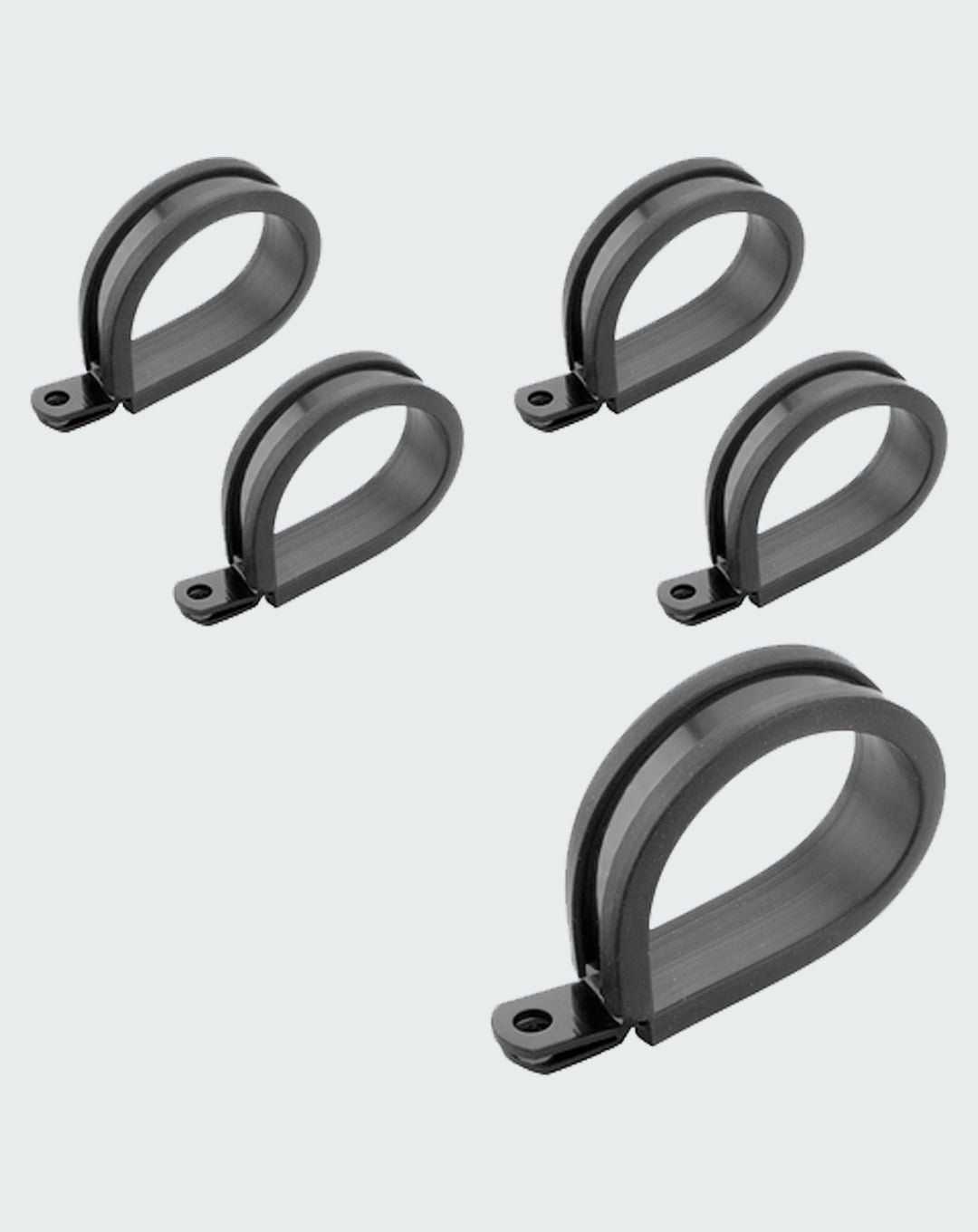 PROFLOW PFE158-20BK CUSHIONED P-CLAMP 28.5MM BLACK 5 PACK