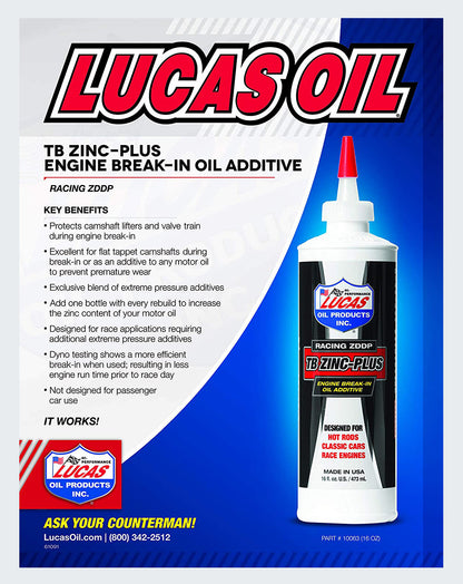 LUCAS OIL- ENGINE BREAK IN OIL ADDITIVE 16 OUNCE - 10063