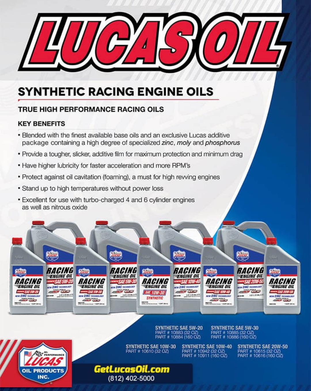 LUCAS OIL- SYNTHETIC SAE 20W-50 MOTOR OIL 20 LTR