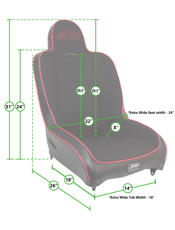 طقم مقاعد تعليق خلفية عالية فاخرة طراز Premier High Back Suspension Seats من PRP لسيارة جيب رانجلر JK/JKU (زوج) - رمادي