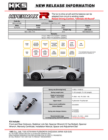 HKS Hipermax R ZN8 Full Kit