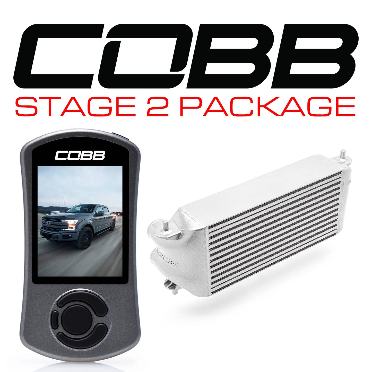 Cobb 17-19 Ford F-150 Ecoboost 3.5L w/TCM Stg 2 Pwr Pkg - Blk (Factory Loc. I/C + NO INTAKE)