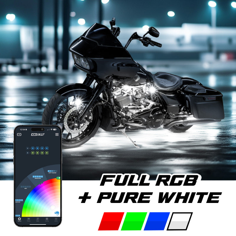 XK Glow XKmax RGBW 16pc addressable Motorcycle Underglow Light Kit