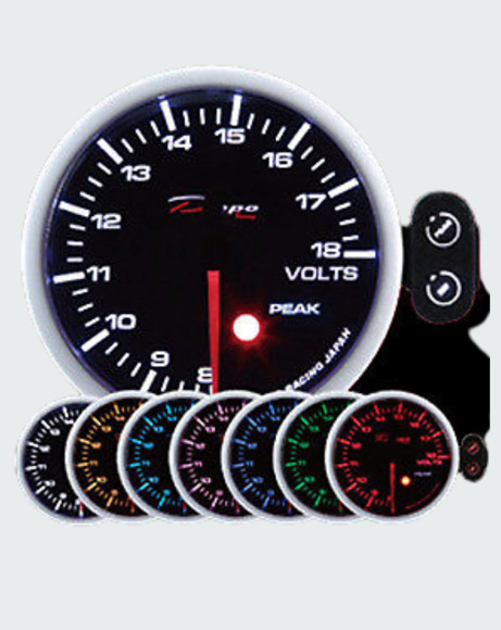 Picture of DEPO ELECTRIC 52mm VOLT GAUGE SMOKED LENS-SEVEN COLOR LED WITH WARNING AND PEAK- WORK WITH REMOTE CONTROL -SKPK-SC5291B-