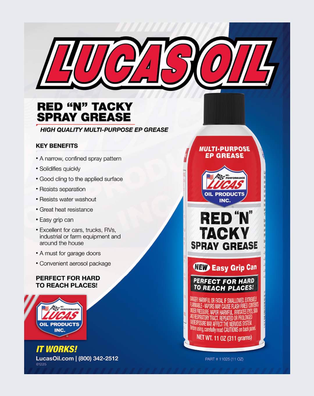 TOPPERFORMANCE  LUCAS OIL- RED AND TACKY GREASE SPRAY 11 OUNCE - 11025