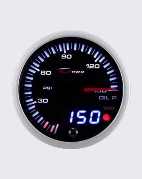 Picture of DEPO 60mm OIL PRESSURE GAUGE DIAL WITH 25LED COMBINED DIGITAL DISPLAY #SLD6027B-WP-PSI