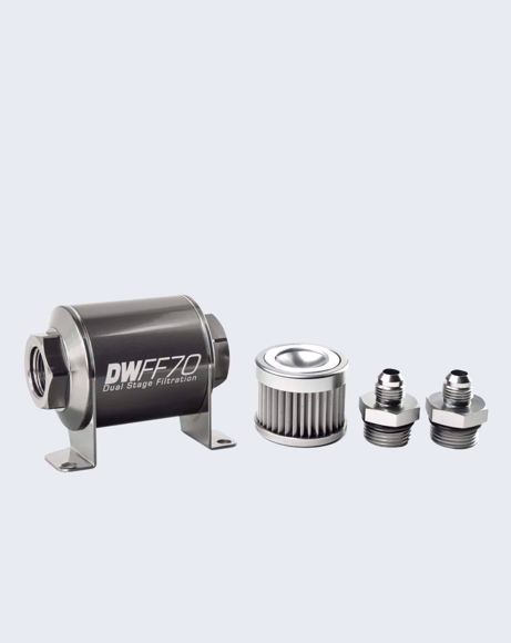 Picture of 8-03-070-010K-6 IN-LINE FUEL FILTER ELEMENT AND HOUSING KIT, STAINLESS STEEL 10 MICRON 6AN,70MM. UNIVERSAL