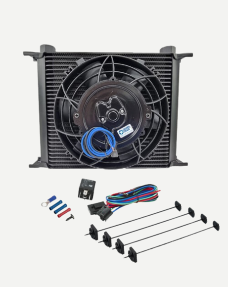 Picture of UNIVERSAL ENGINE/TRANSMISSION OIL COOLER (50MM) 30-ROW AN10 & 8"FAN COMBO (12V) (#608)