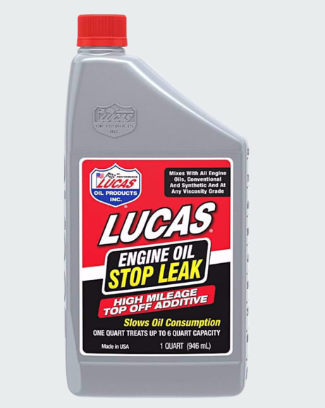 Picture of LUCAS OIL Engine Oil Stop Leak Top Off Additive HIGH MILEAGE 1 QUART